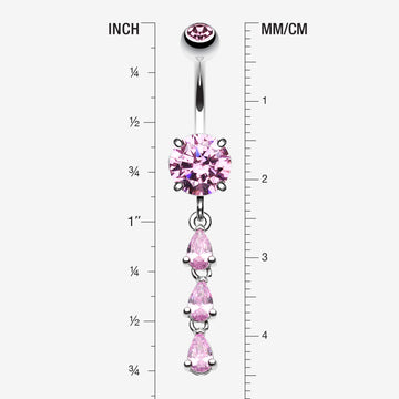 Detail View 1 of Sweet Cascading Gems Belly Button Ring-Pink